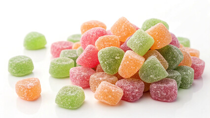 Pile of Sugar-Coated Jelly Candies in Bright Colors