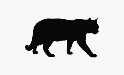 Cat silhouette vector, walking cat icon, feline animal shape, black pet graphic, simple cat outline