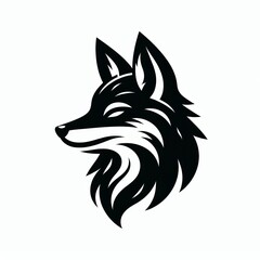 Obraz premium Stylized black and white fox head profile illustration