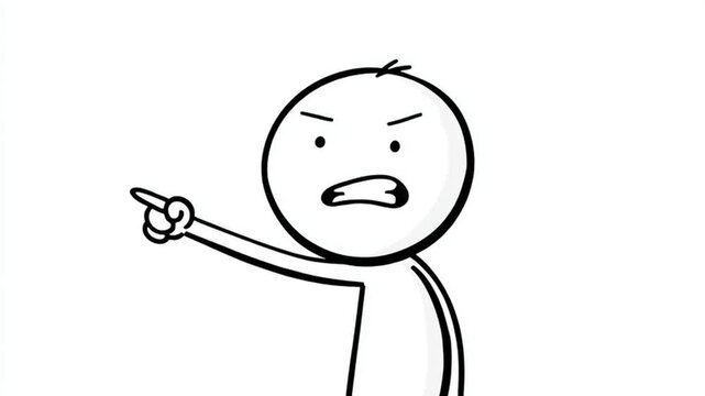 Sketch Character Pointing Angry Accusation Gesture