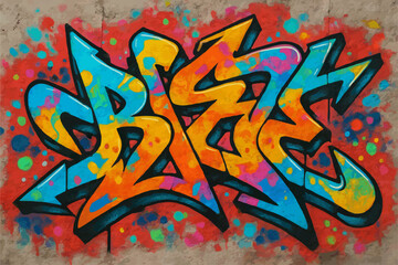 Obraz premium A vibrant graffiti-style illustration featuring bold, colorful letters spelling 