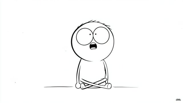 Sketch Character Seated With Wide Eyed Surprise