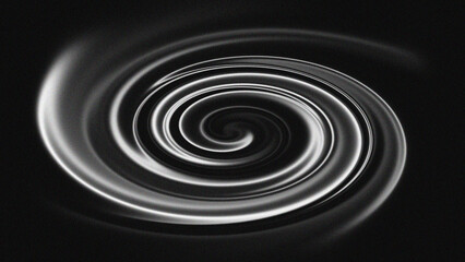 A shimmering metallic spiral of gray and white