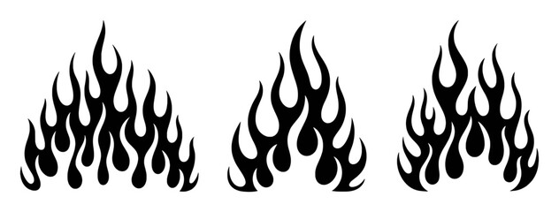 Black flame shapes graphic design elements fire heat