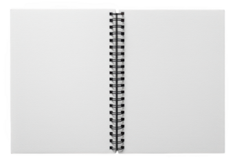 Blank spiral notebook isolated on transparent background