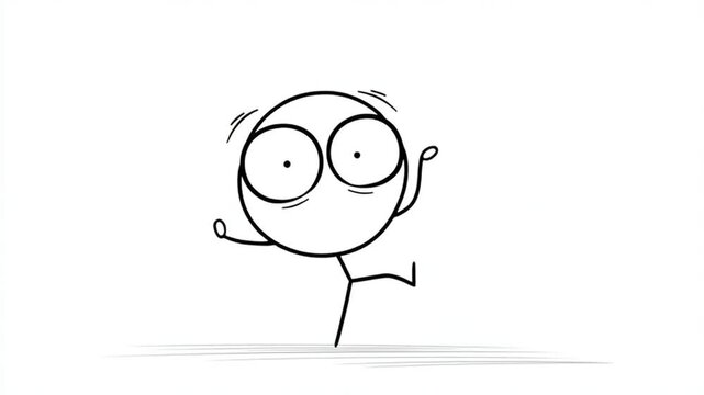 Stick Figure Tentative Step In Surprised State