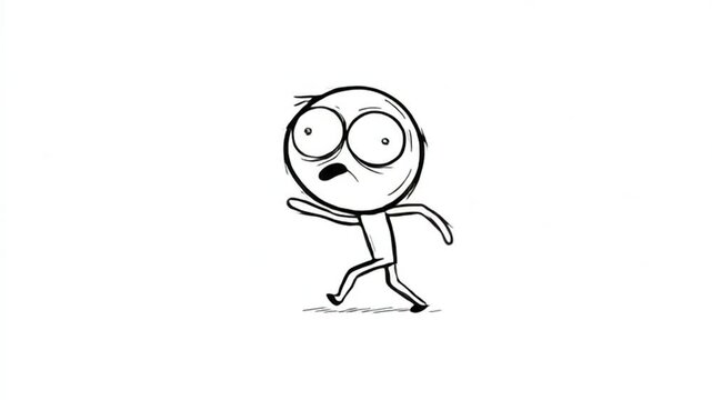 Hand Drawn Character Recoiling In Surprise Reaction