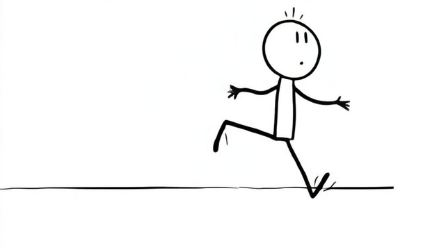 Simple Stick Figure Walking Into Surprise Scene