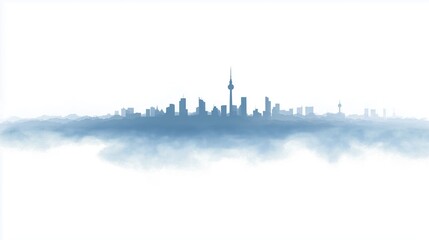 Misty Skyline of Toronto Under Soft White Clouds at Dawn with Urban Landscape and Silence