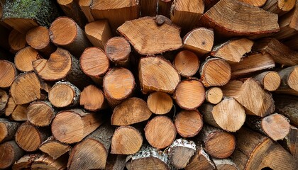 a pile of firewood dried stacked wood logs for fireplace split wood trunk cutout