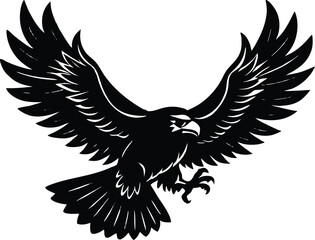 Eagle Swooping to Hunt Silhouette | Hunting Eagle in Flight Silhouette