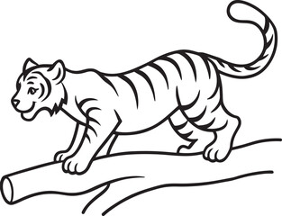 Tiger Line Art Vector Icons – Bold Jungle Animal, Outline Sketch, Tattoo, Chinese Zodiac, Coloring Page Design	