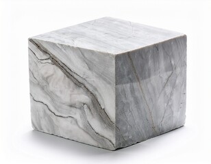 marble block texture white surface veins isolated sculpture stone material on white background