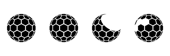 Naklejka premium Abstract geometric spheres with hexagonal patterns, suggesting stages of development or phases