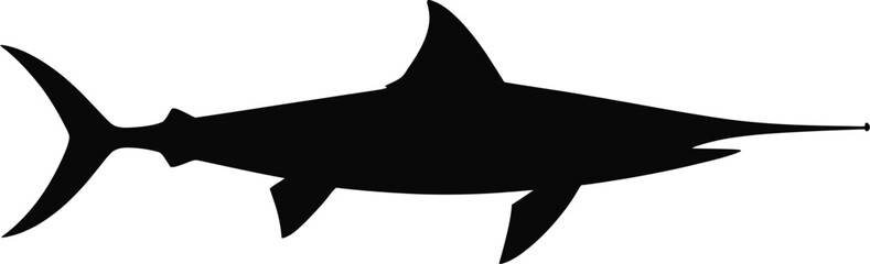 Vector art of silhouette of a swordfish swimming in the ocean a powerful and majestic marine predator in black against a neutral background