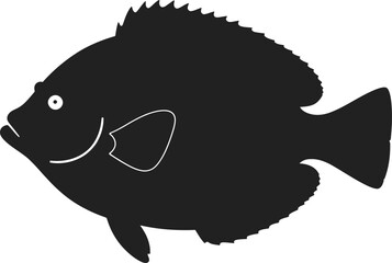 Vector art of silhouette of a tropical fish swimming in the ocean a simple vector illustration for marine life designs and backgrounds