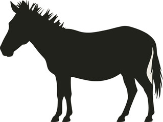 Vector art of silhouette of a zebra standing peacefully in the plains of africa in a simple and elegant design
