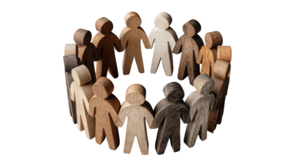 Diverse figures holding hands in a circle