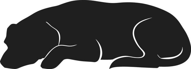 Vector art of silhouette of a sleeping dog lying down peacefully a simple vector graphic for various design projects