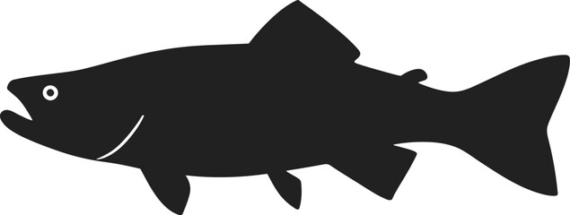 Vector art of a simple black silhouette of a salmon fish swimming in the water a clean and modern vector illustration