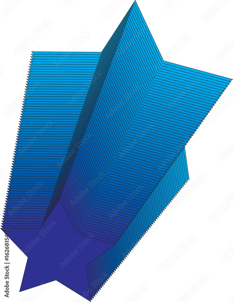 Fototapete exploding upward 3d star made of layered lines and sharp polygon shapes, futuristic abstract style i
