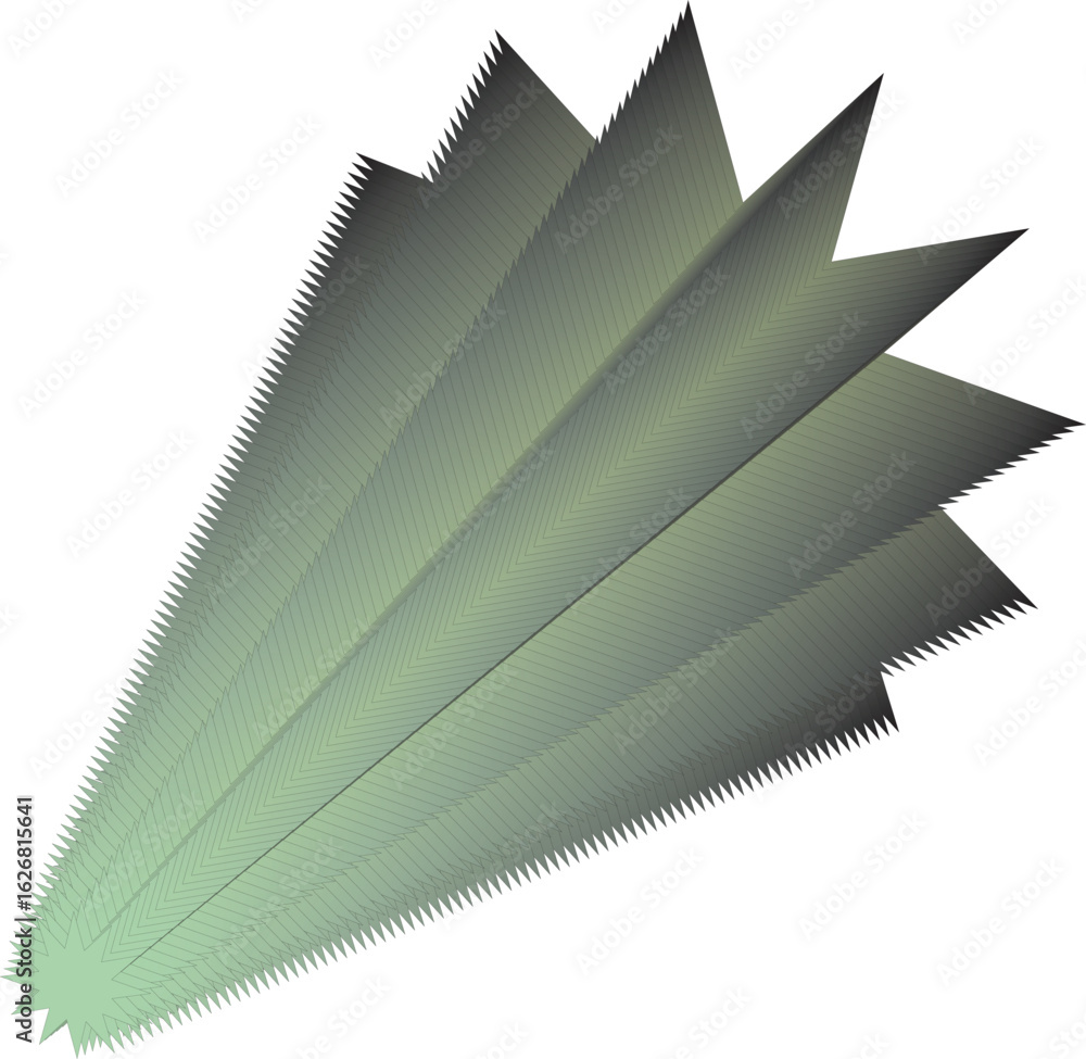 Fototapete a vector-based abstract form with five pointed, blade-like extensions arranged in a fan pattern, eac