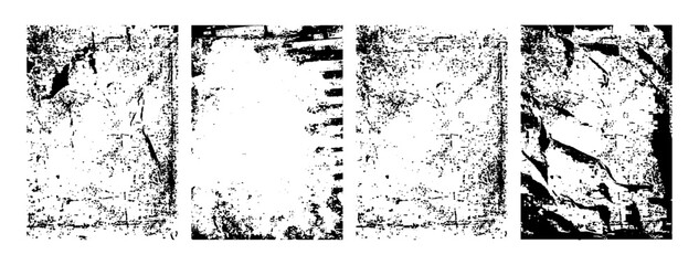 Set of vector grunge textures on white background  
Grunge texture collection isolated on clean white surface. Vector grunge elements set with white background layout  