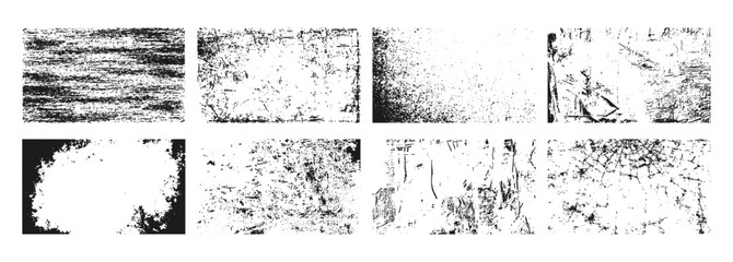 Fototapeta premium grunge textures with sprayed paint and drop effects Distressed overlay stamps with grunge and ink textures. Vector overlay textures with spray and stamped effects 