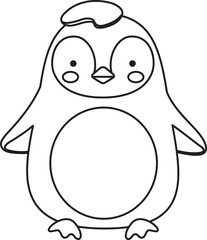 Vector illustration of a Penguin, Line Drawing, icon
