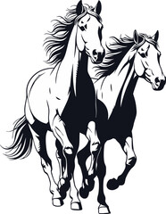 Wild Running Horses Silhouette