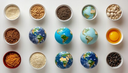 ollage of symbolic items representing world 