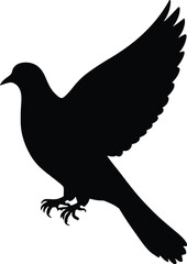 Vector art of silhouette of a dove in flight representing peace and freedom in a minimalist vector illustration