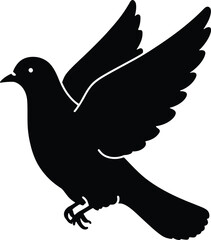 Vector art of silhouette of a dove in flight representing peace and freedom in a minimalist design for various creative projects
