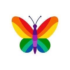 Rainbow butterfly illustration isolated on transparent background