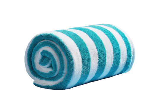Rolled teal and white striped towel (1)