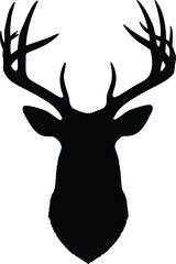 Vector art of silhouette of a majestic deer head with impressive antlers a striking vector illustration for various design projects