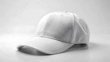 White baseball cap with a unique abstract pattern, isolated on white background