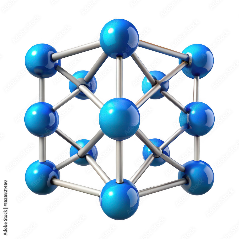 Poster 3d molecular structure of a crystal lattice isolated on transparent background