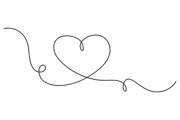 Continuous one line Heart and love sign symbol drawing Isolated on white background art illustration
