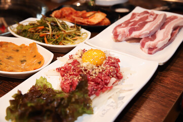 Traditional Korean food. raw beef sashimi