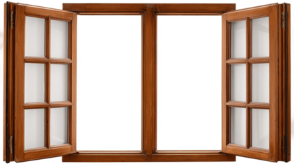 window with wooden shutters isolated on transparent background