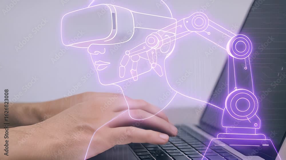 Aufkleber smooth zoom-in of a person typing on a laptop showcasing technology and innovation in workspace sett