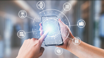 Online banking and digital banking innovation combining finance and technology, optimizing online banking systems, mobile banking services, and fintech for seamless experience. Spire