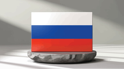 Russian national flag on rectangular stand with white, blue, and red stripes—symbol of national pride, formality, and cultural heritage 