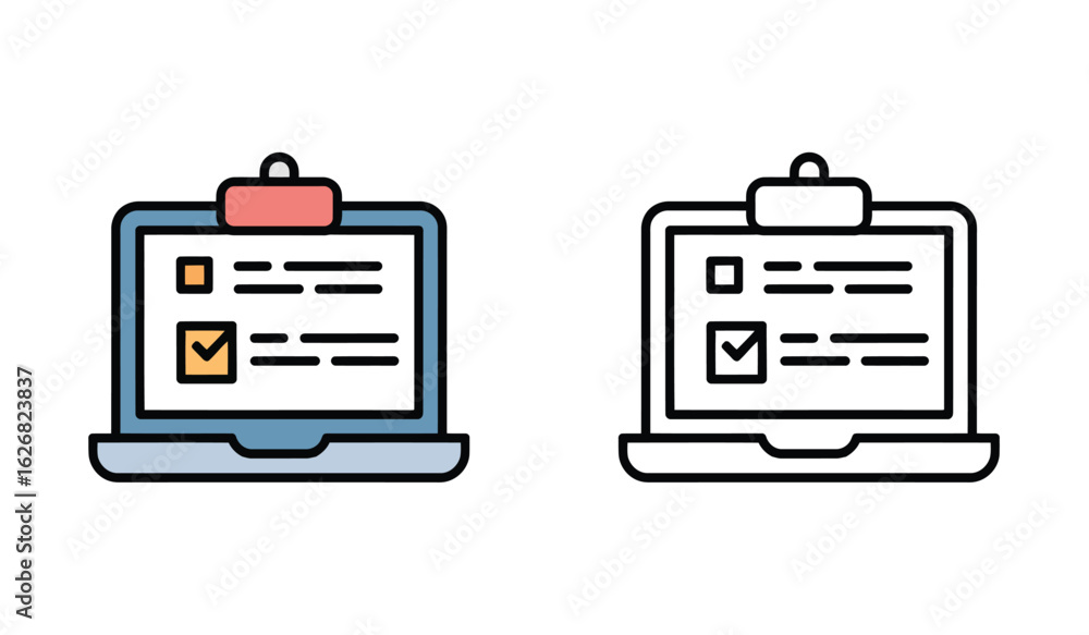 Poster clipboard and document icon set checklist task management and business concepts document organizatio