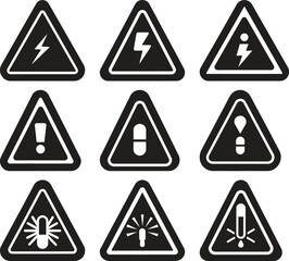 Collection of Safety Warning Signs with Various Hazards