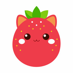 Vector illustration of a cat in a strawberry design