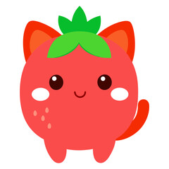 Obraz premium Vector illustration of a cat in a strawberry design