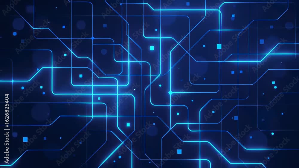 Aufkleber experience a smooth zooming motion through vibrant blue circuit board design showcasing intricate te