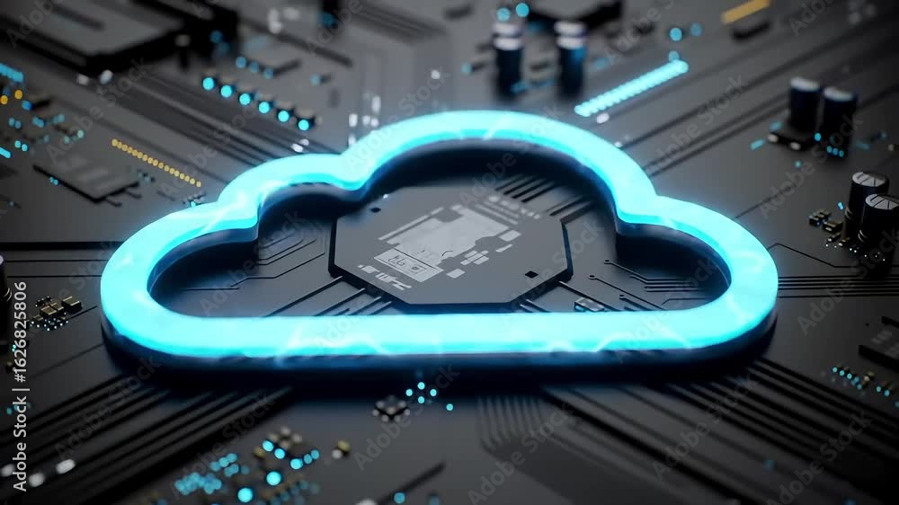 Poster cloud computing futuristic technology & data storage